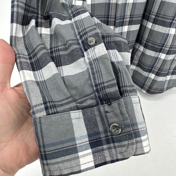 Eddie Bauer Flannel Shirt Mens 2XL XXL Gray Blue Plaid 100% Cotton Long Sleeve - Picture 10 of 11